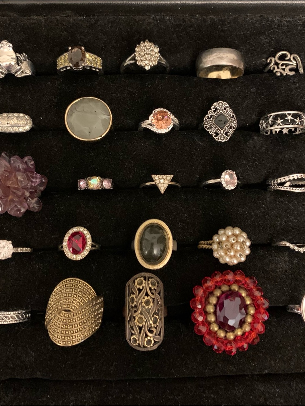 Vintage To Now Ring Lot of 25, Silver & Gold Tone.Rings
